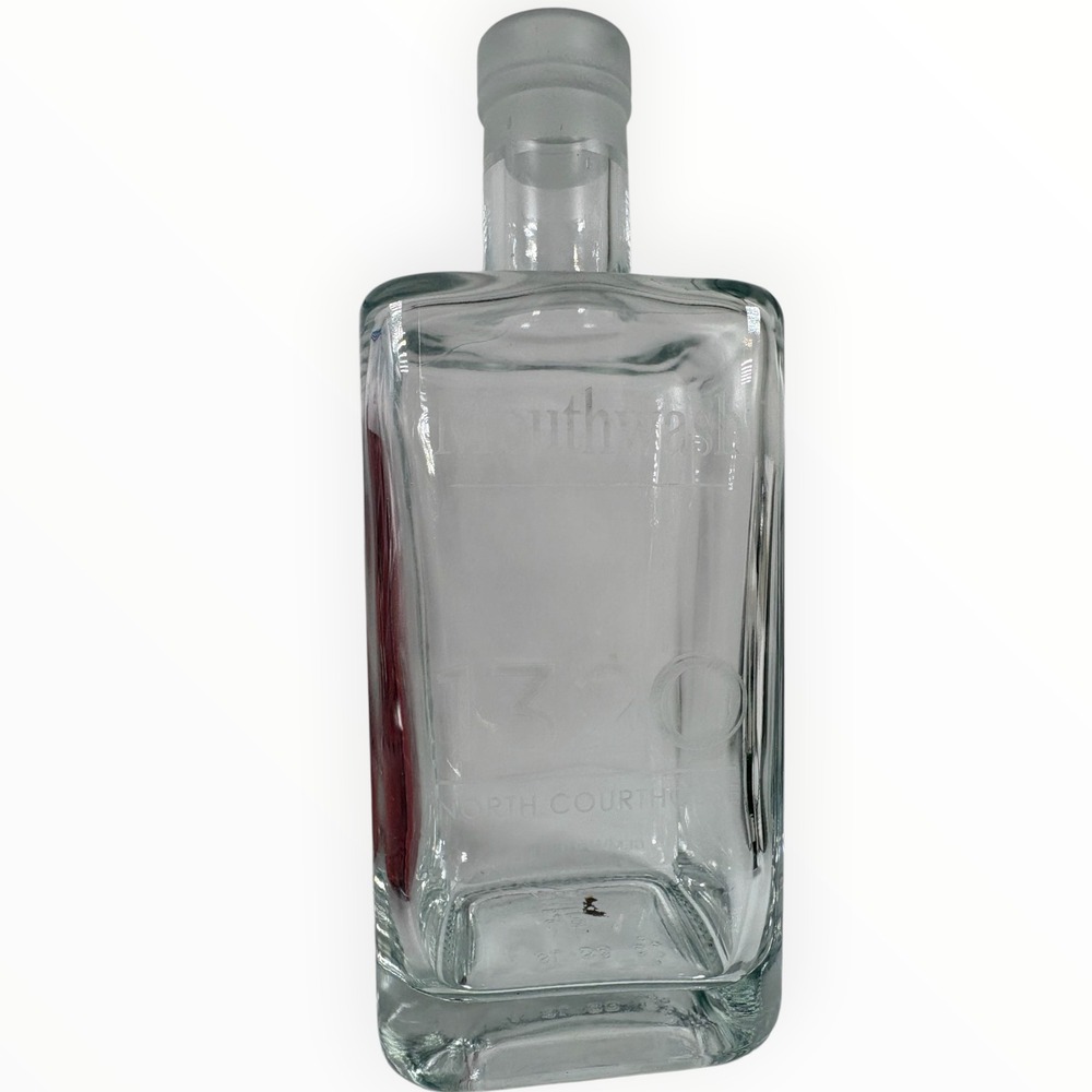 Mouthwash 1320 North Courthouse Glass Decanter Bottle Clear Excellent 8.5in